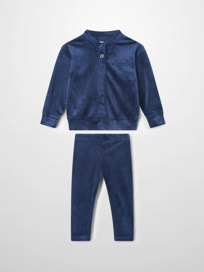 Velour Bomber Set -  Navy