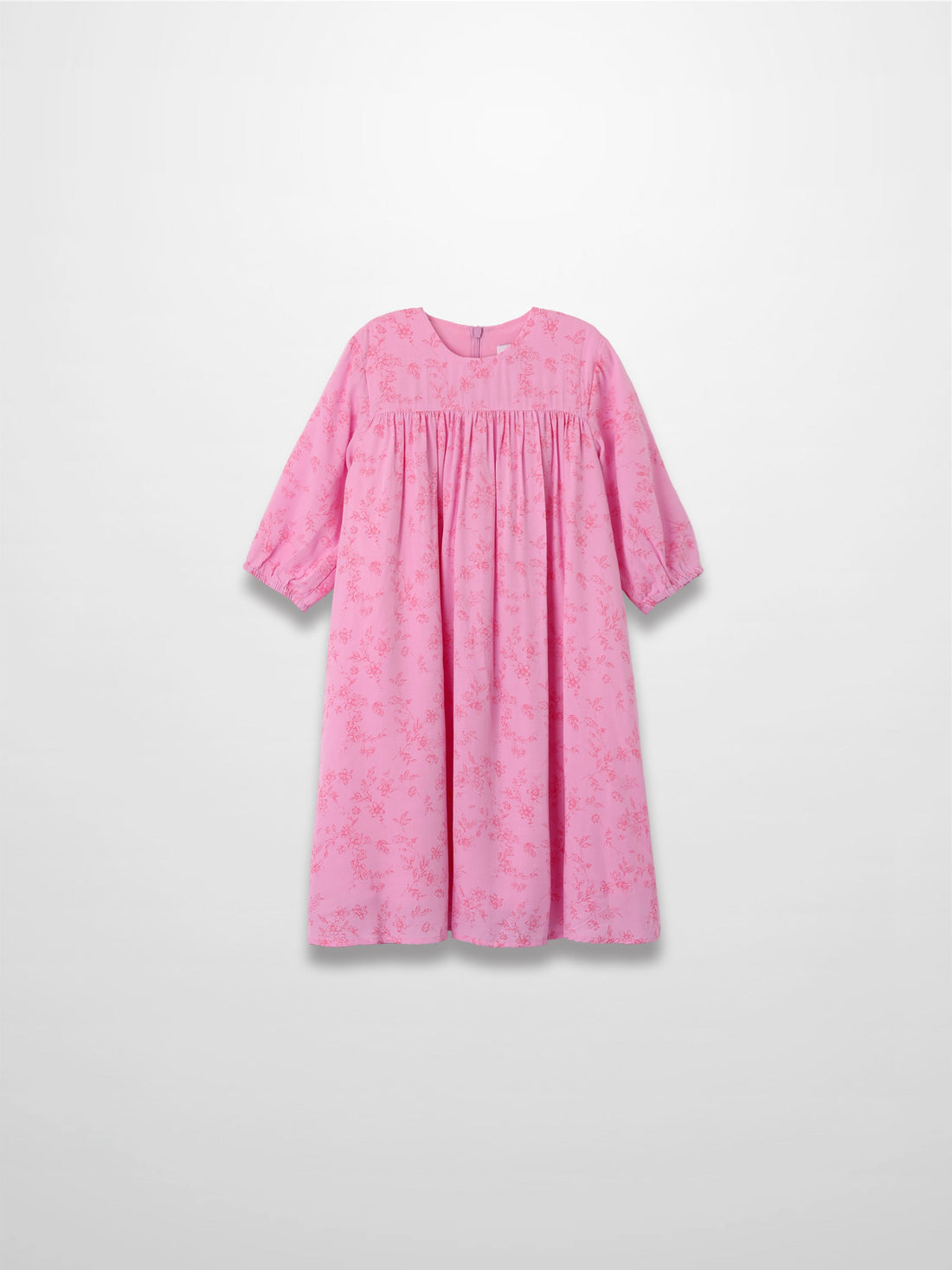 Pink Flower Dress - 3/4 Sleeve