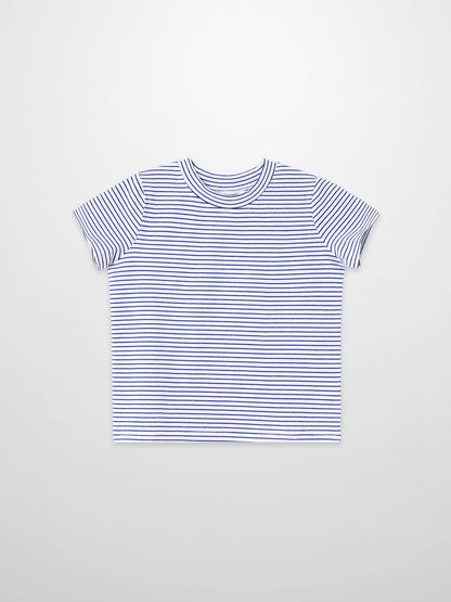 Blue Striped Boxy T-Shirt for boys by Adee, short-sleeve