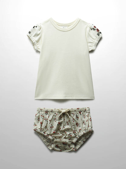 Floral Bubble Bloomers with Shirt