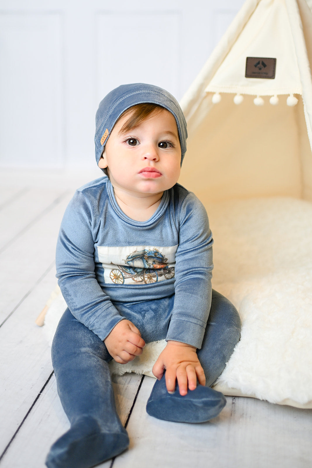 Velour Carriage Stretchy - Blue