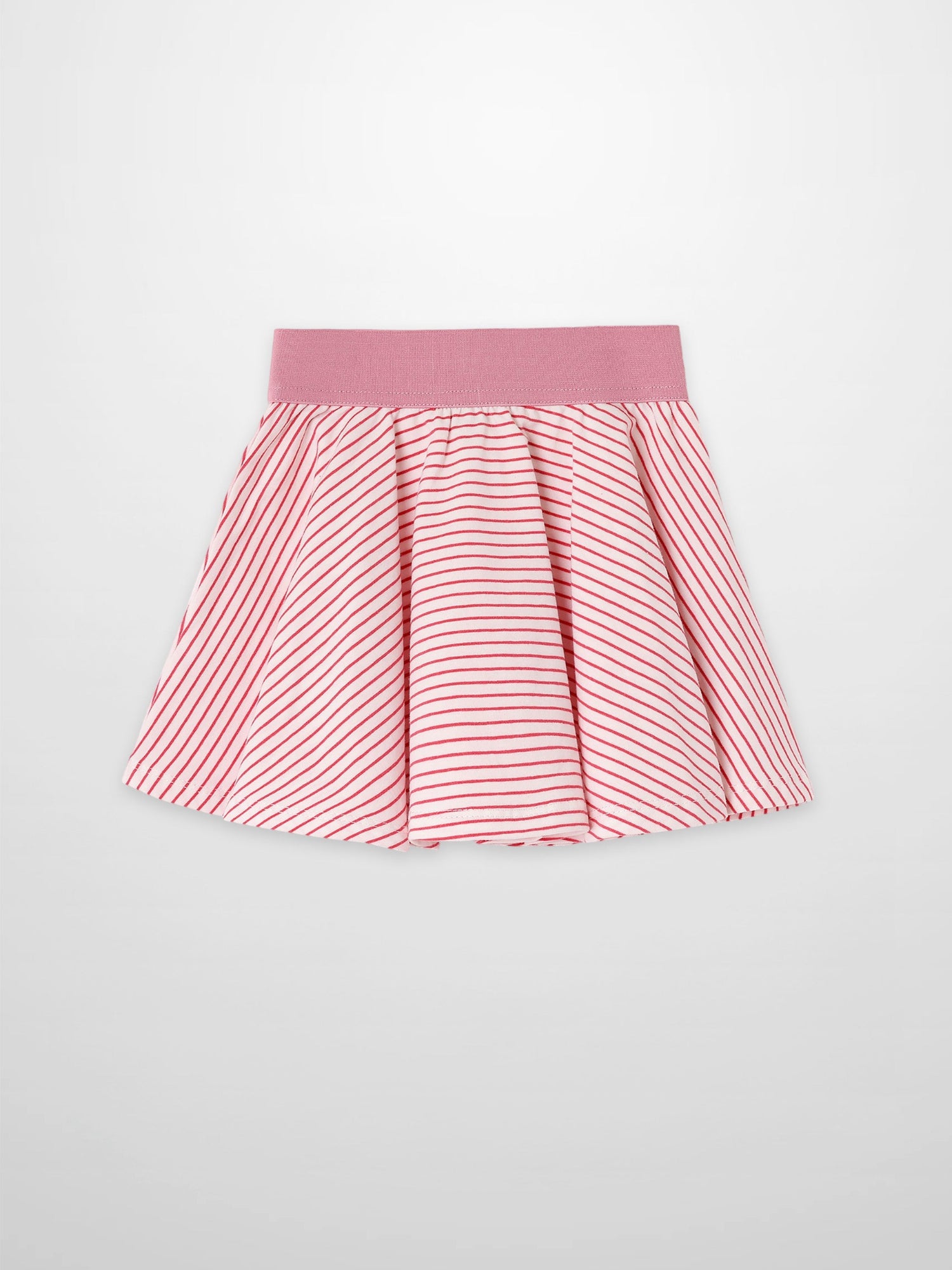 Striped pink skirt for girls by Adee with solid pink waistband
