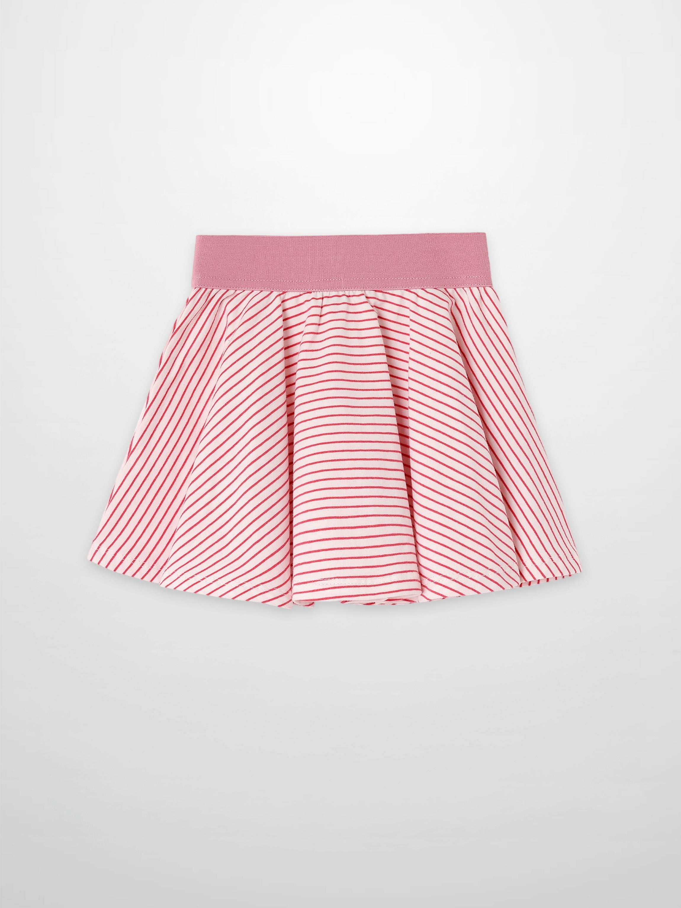Striped pink skirt for girls by Adee with solid pink waistband