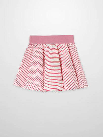 Striped pink skirt for girls by Adee with solid pink waistband