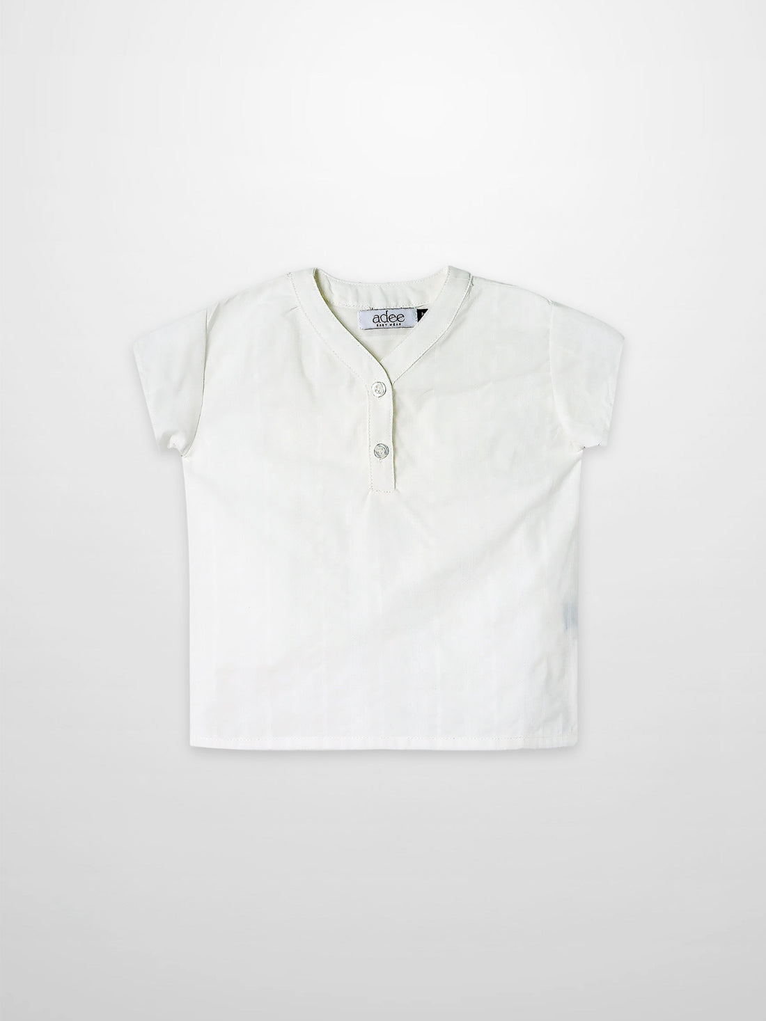 Textured white cotton shirt for boys by Adee; dressy top