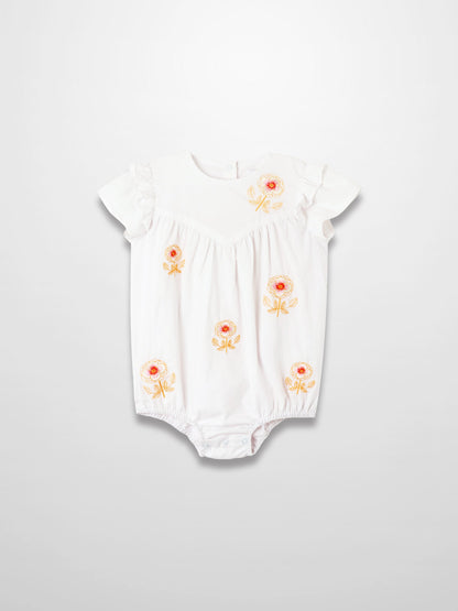 Embroidered Flower Romper