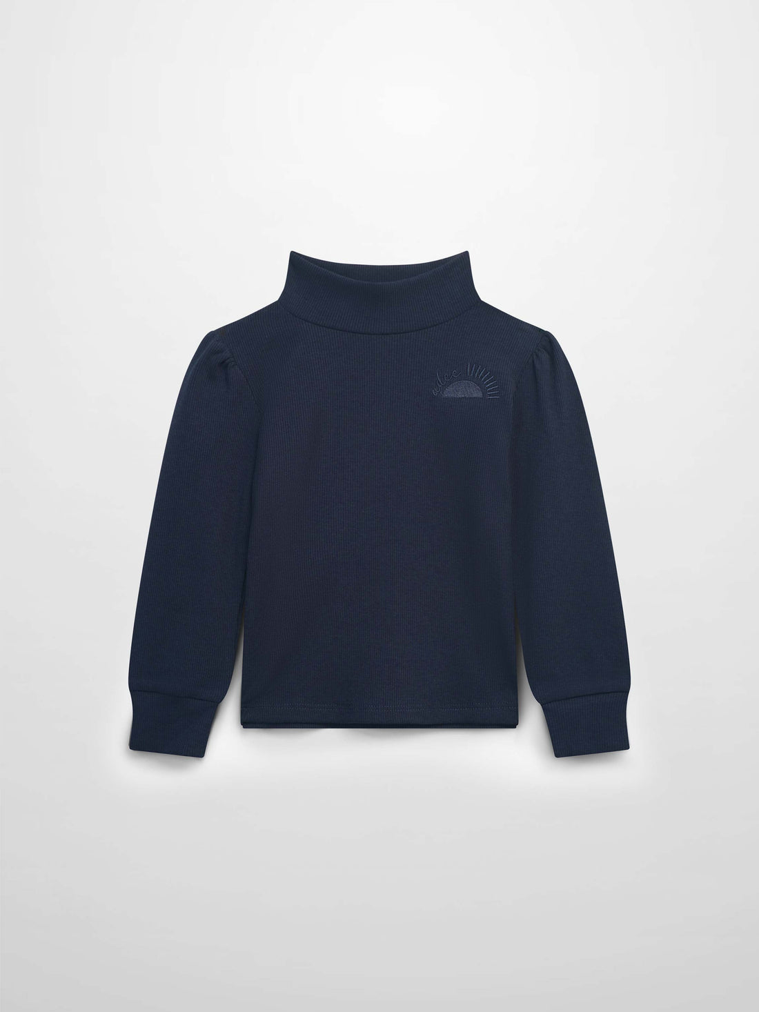 Ribbed Puff Sleeve Shirt - Navy