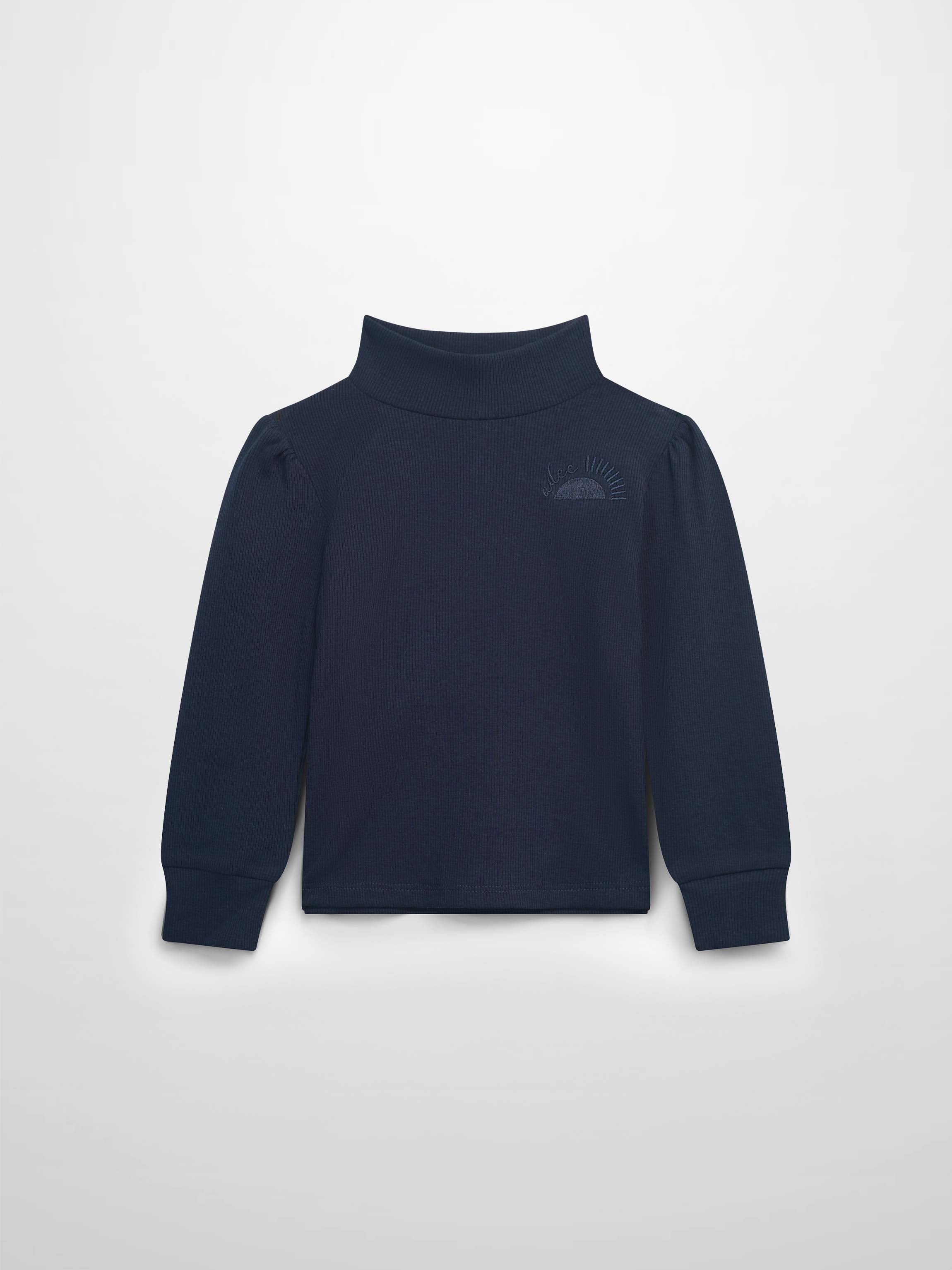 Ribbed Puff Sleeve Shirt - Navy