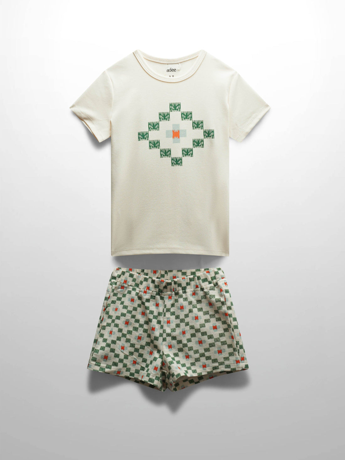 Green Diamond Shorts with Shirt
