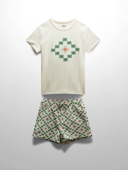 Green Diamond Shorts with Shirt