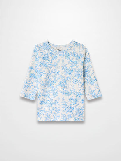 Blue Flowered  3/4 Sleeve T-shirt