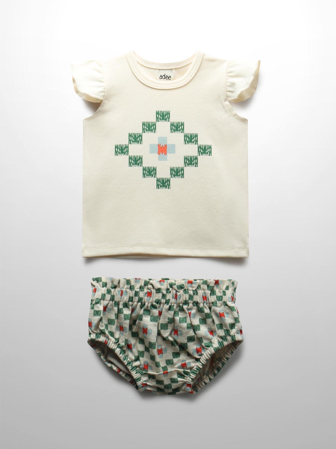 Green Diamond Tank Set- Ruffles
