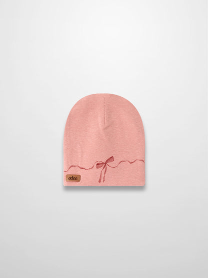 Pink Bow Beanie with Lace