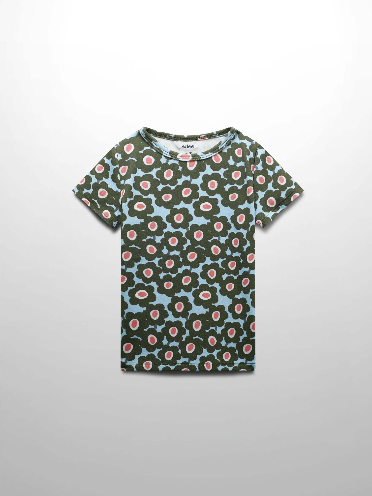 Green flower print girls shirt