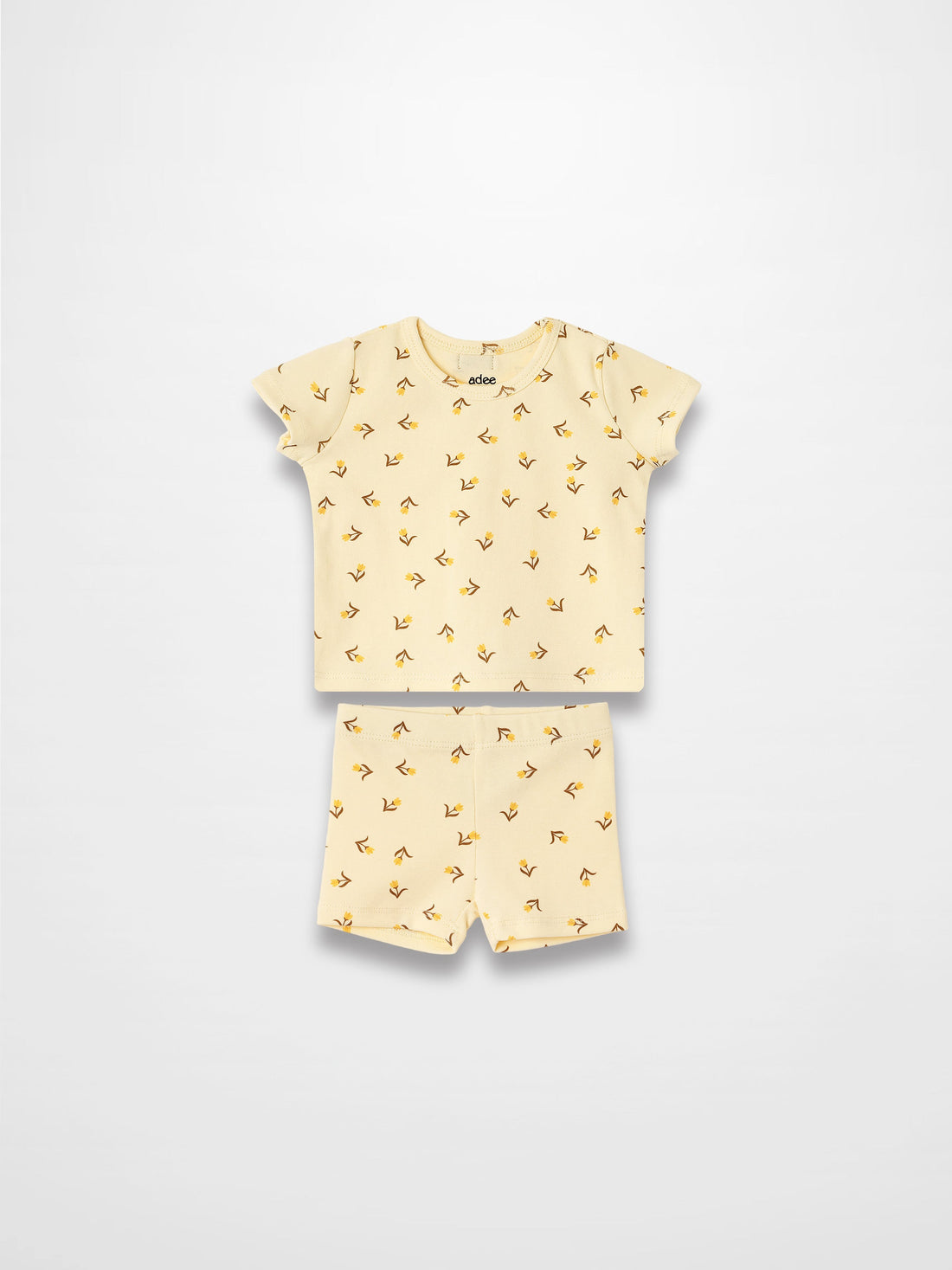 Butter Yellow Tulip Short Sleeve T-shirt & Shorts Set