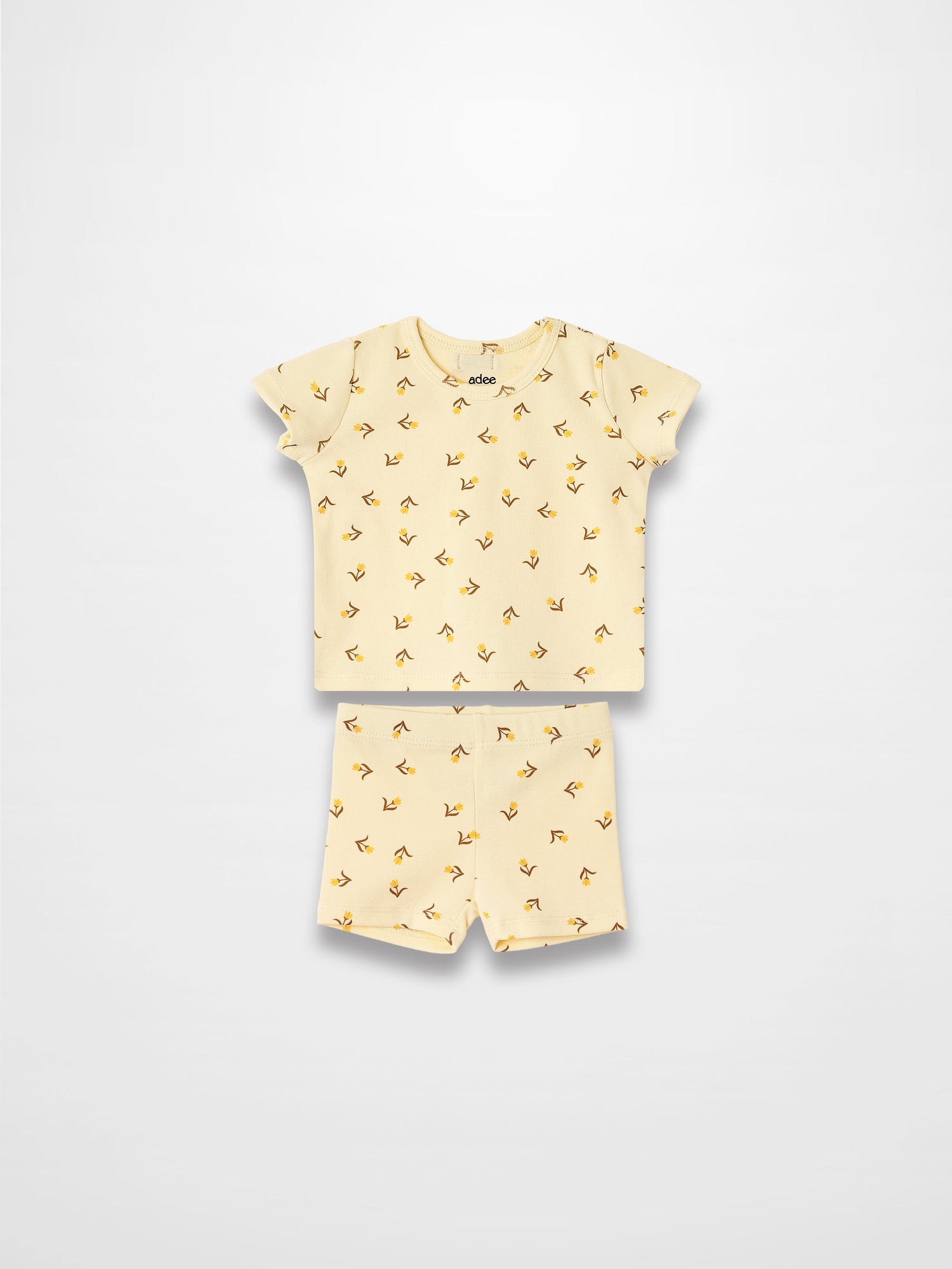Butter Yellow Tulip Short Sleeve T-shirt &amp; Shorts Set