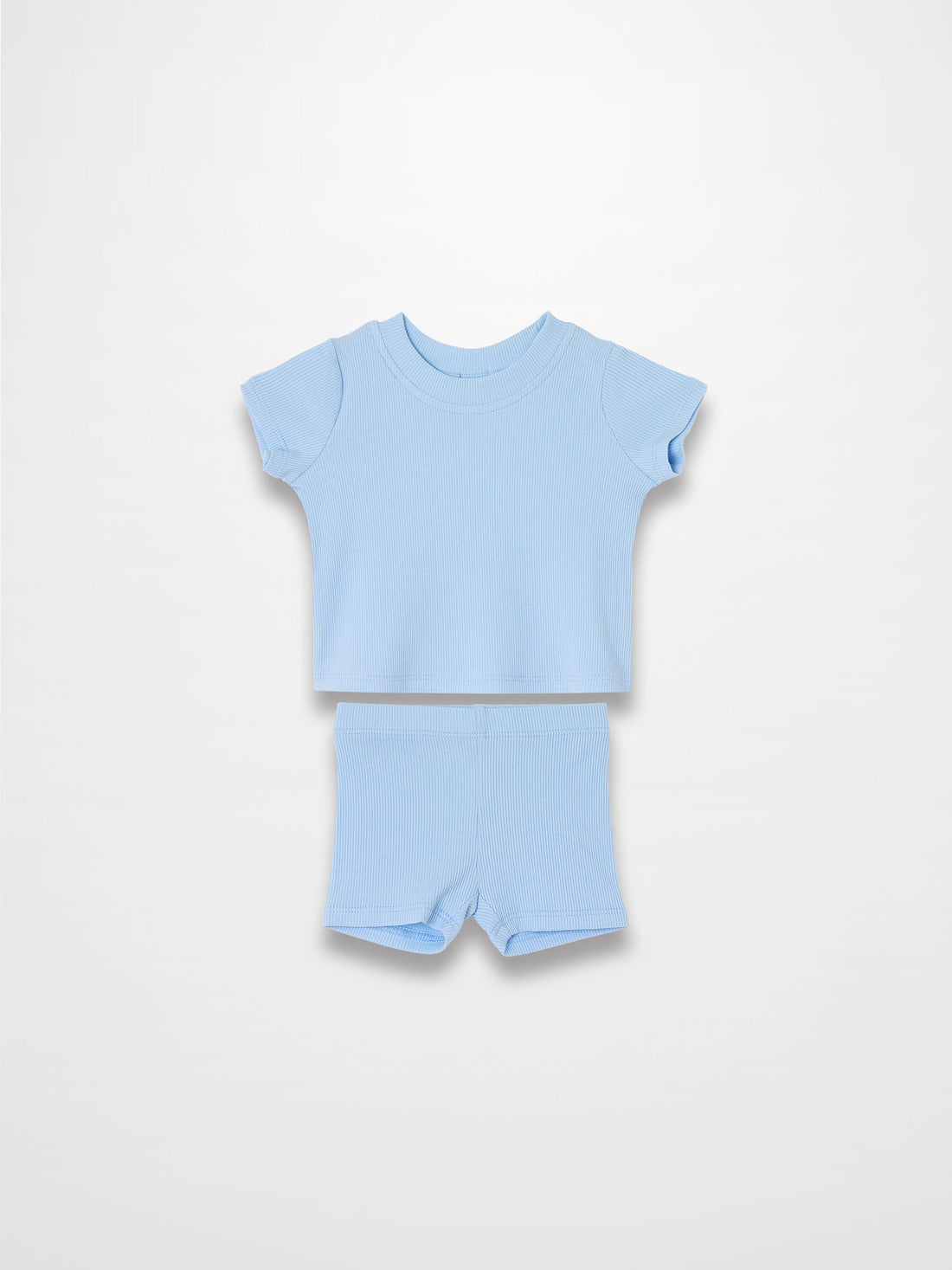 Short Sleeve Boxy T-shirt  &amp; Shorts Set - Light Blue