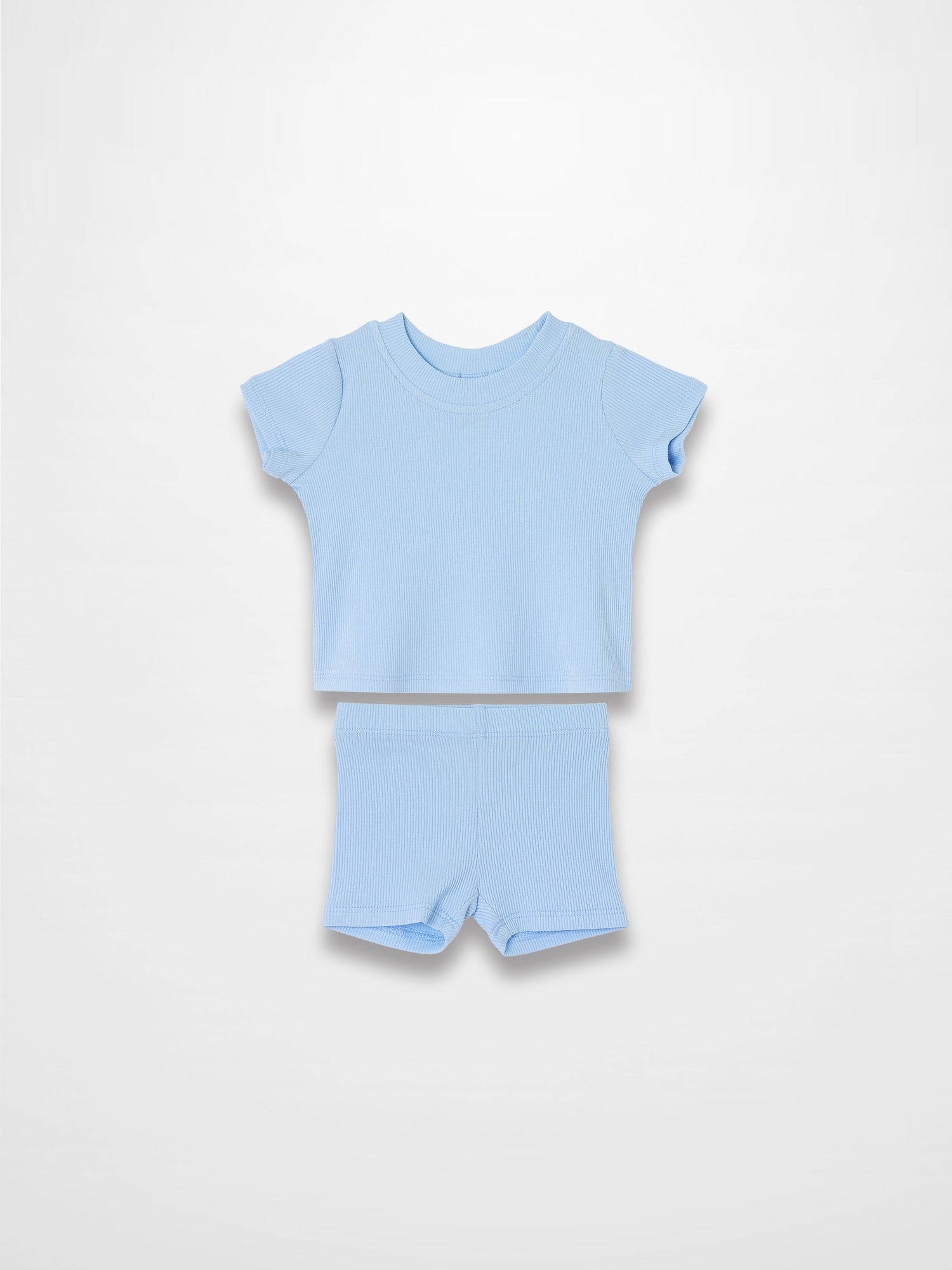 Short Sleeve Boxy T-shirt  &amp; Shorts Set - Light Blue
