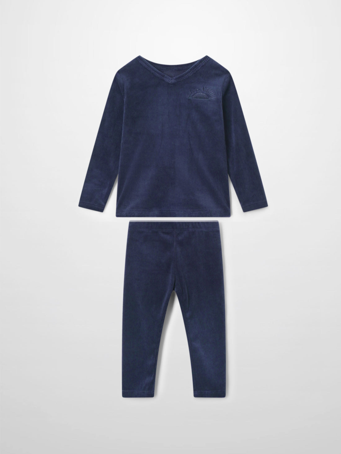 Ribbed Velour Pajama - Navy