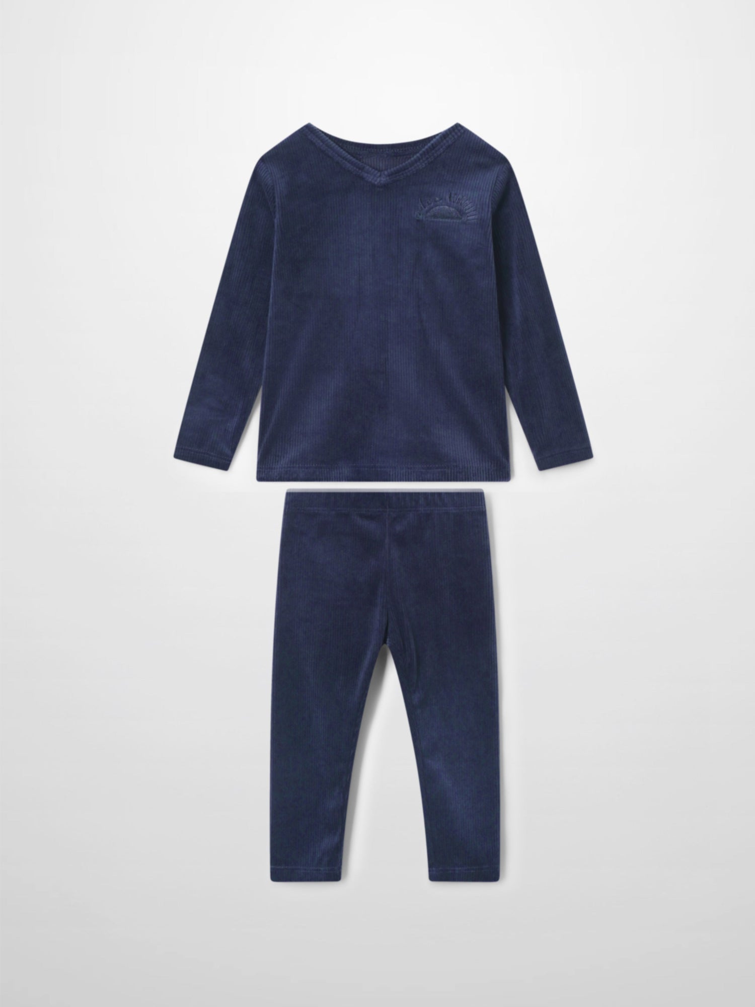 Ribbed Velour Pajama - Navy