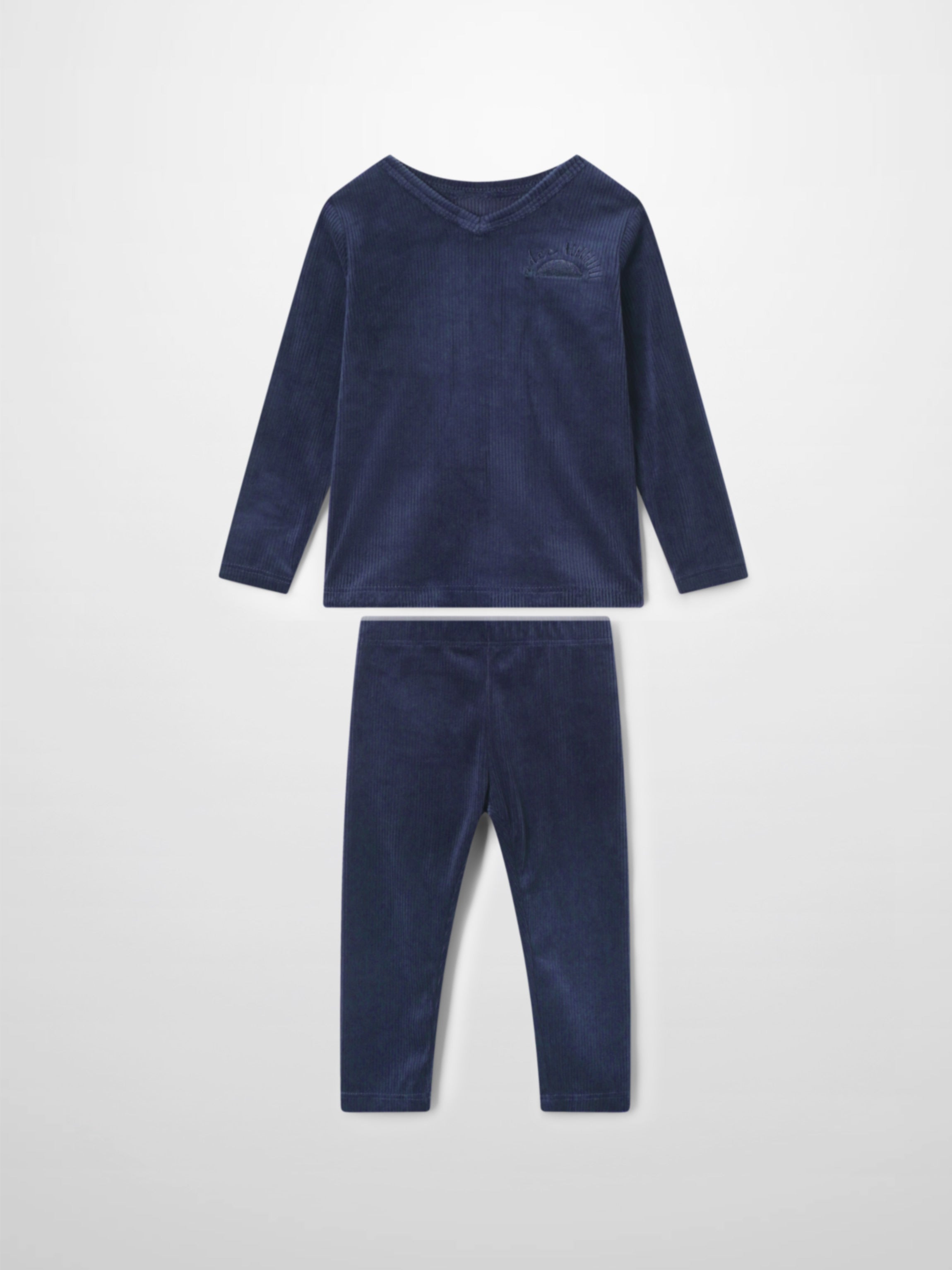 Ribbed Velour Pajama - Navy