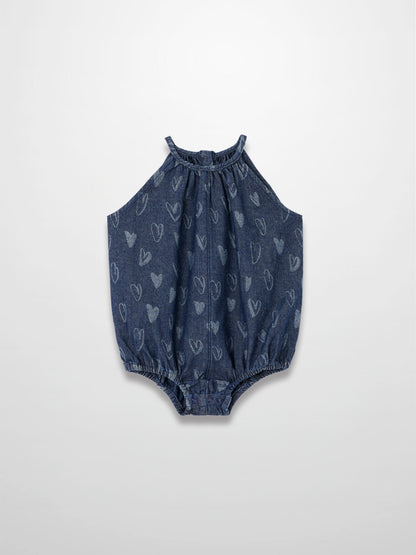 Denim Heart Romper