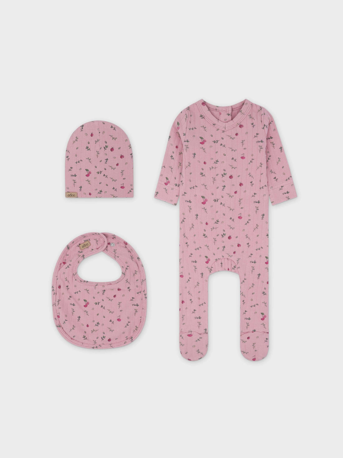 Mini berry Stretchy, Beanie and Bib-Pink
