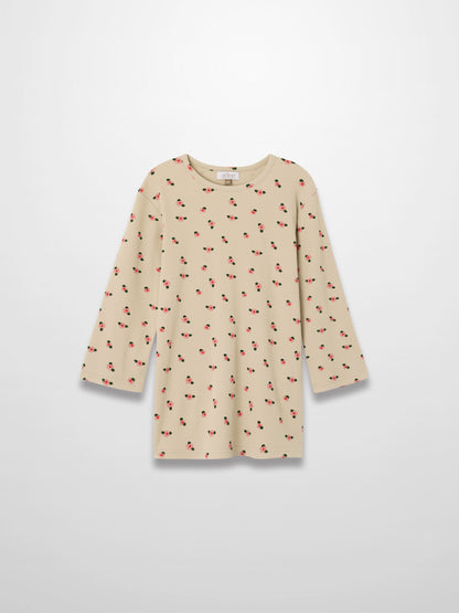 Tan Floral T-shirt - 3/4 Sleeve