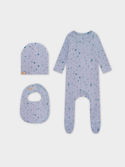 Mini Berry Stretchy, Beanie and Bib-Blue