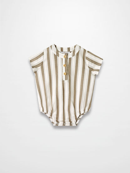 Tan and White Stripe Romper