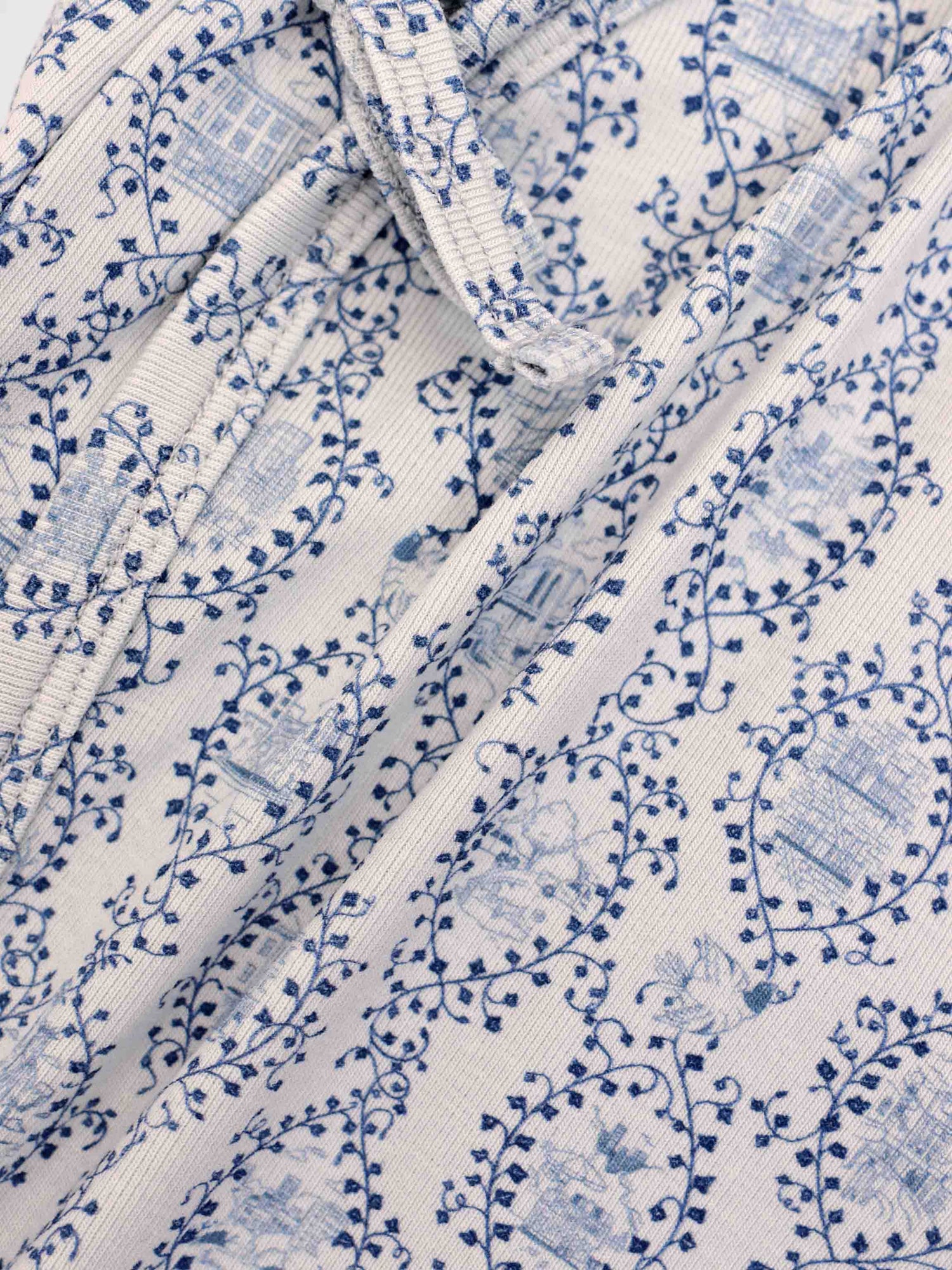 Blue Charm Stretchy boys stretchies with dark blue vine print by Adee