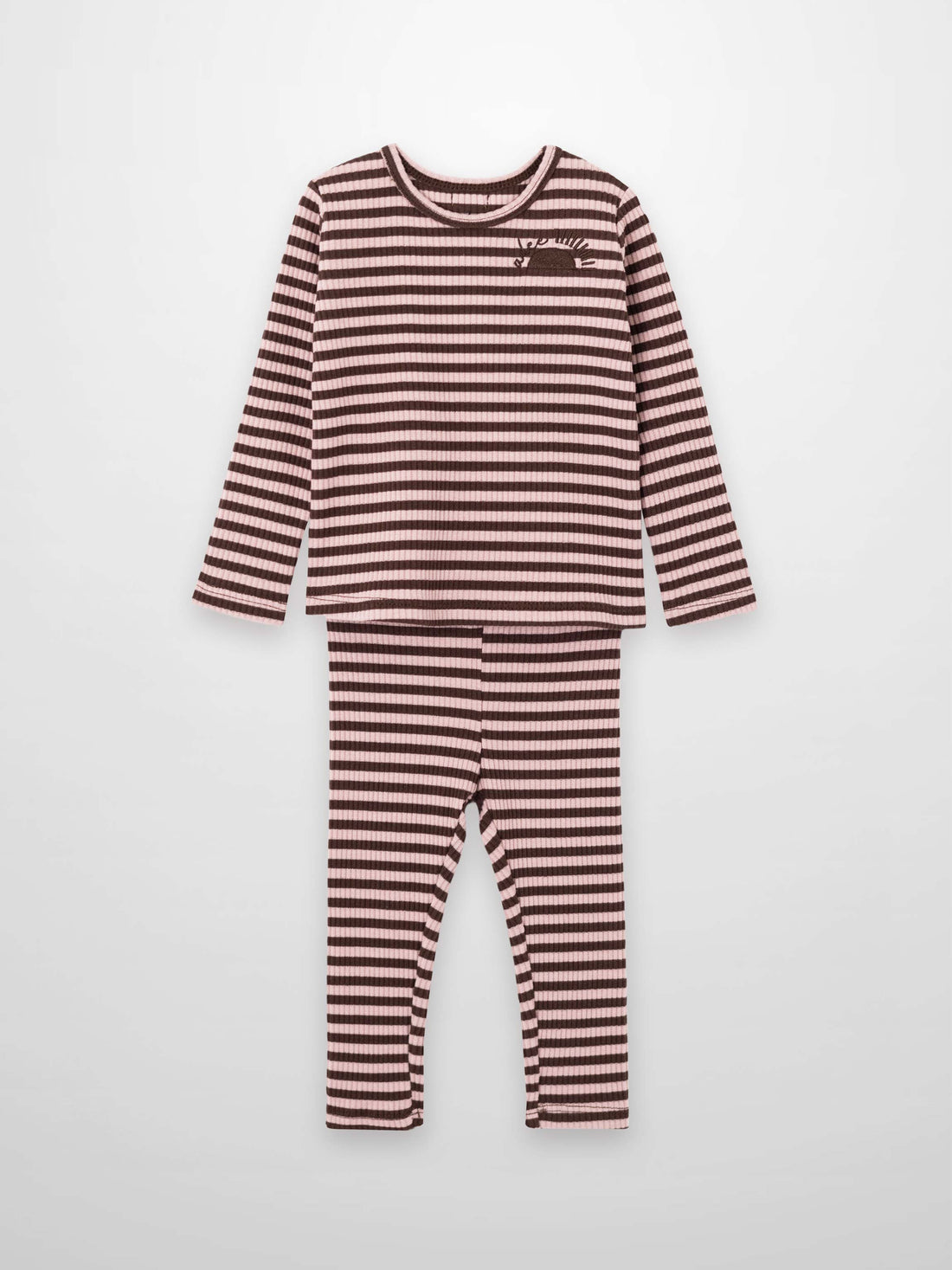 Striped Leggings Set - Brown &amp; Pink