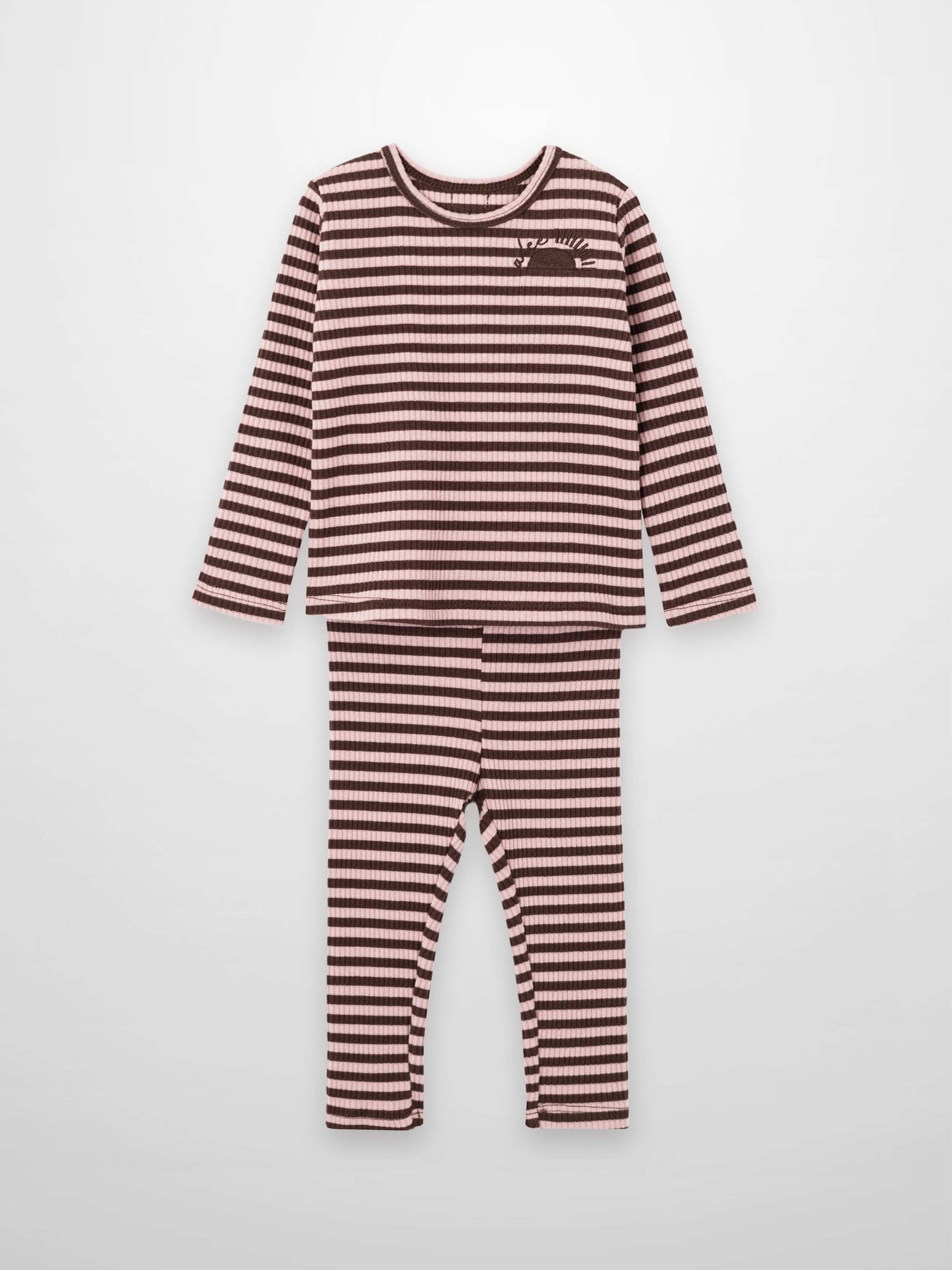 Striped Leggings Set - Brown &amp; Pink