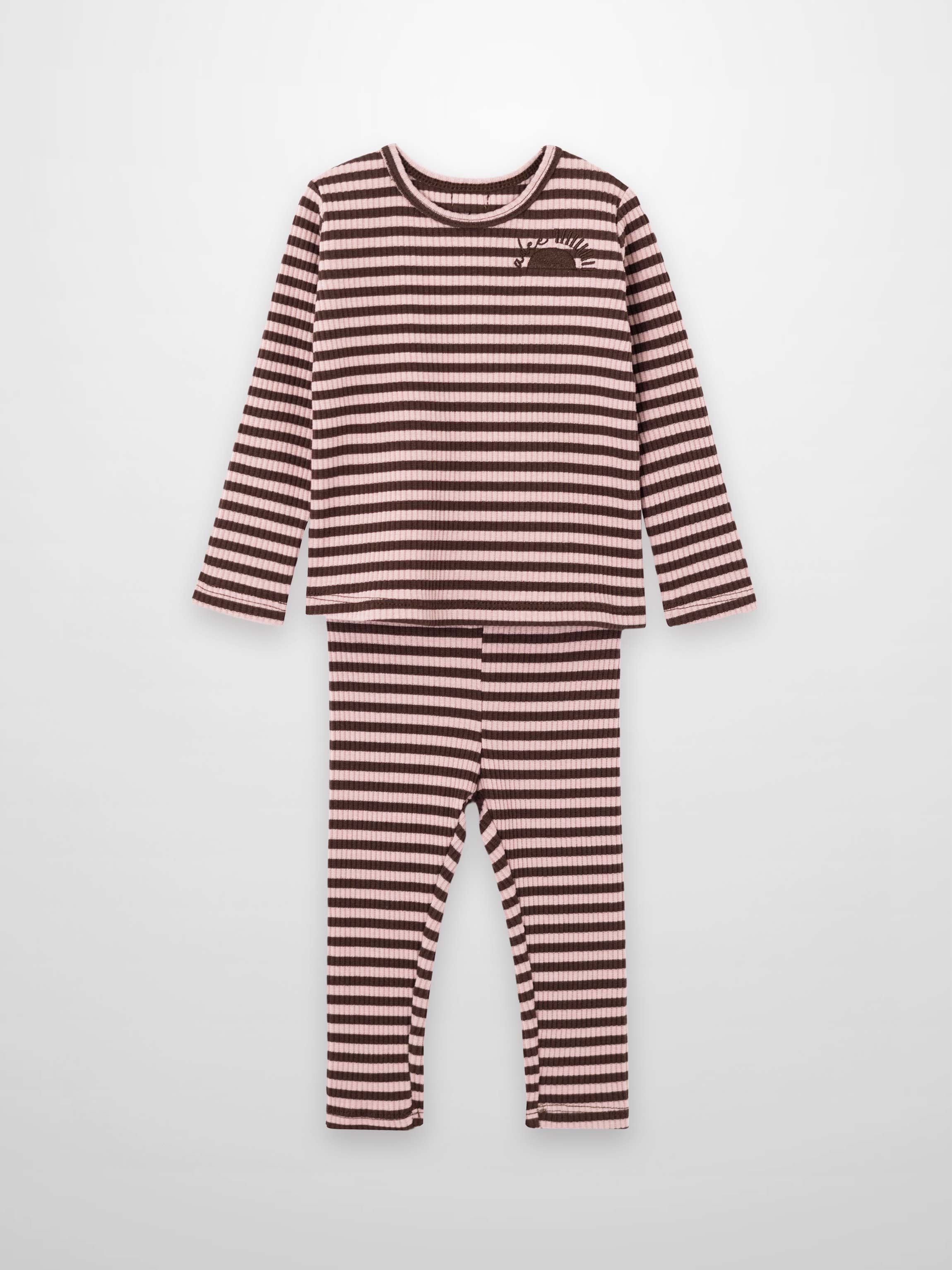 Striped Leggings Set - Brown &amp; Pink