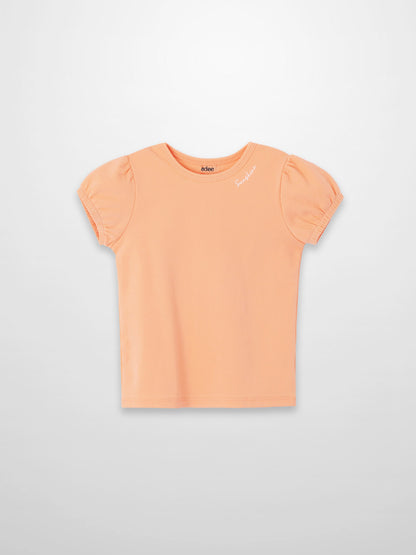 Short Puff Sleeve T-shirt - Peach