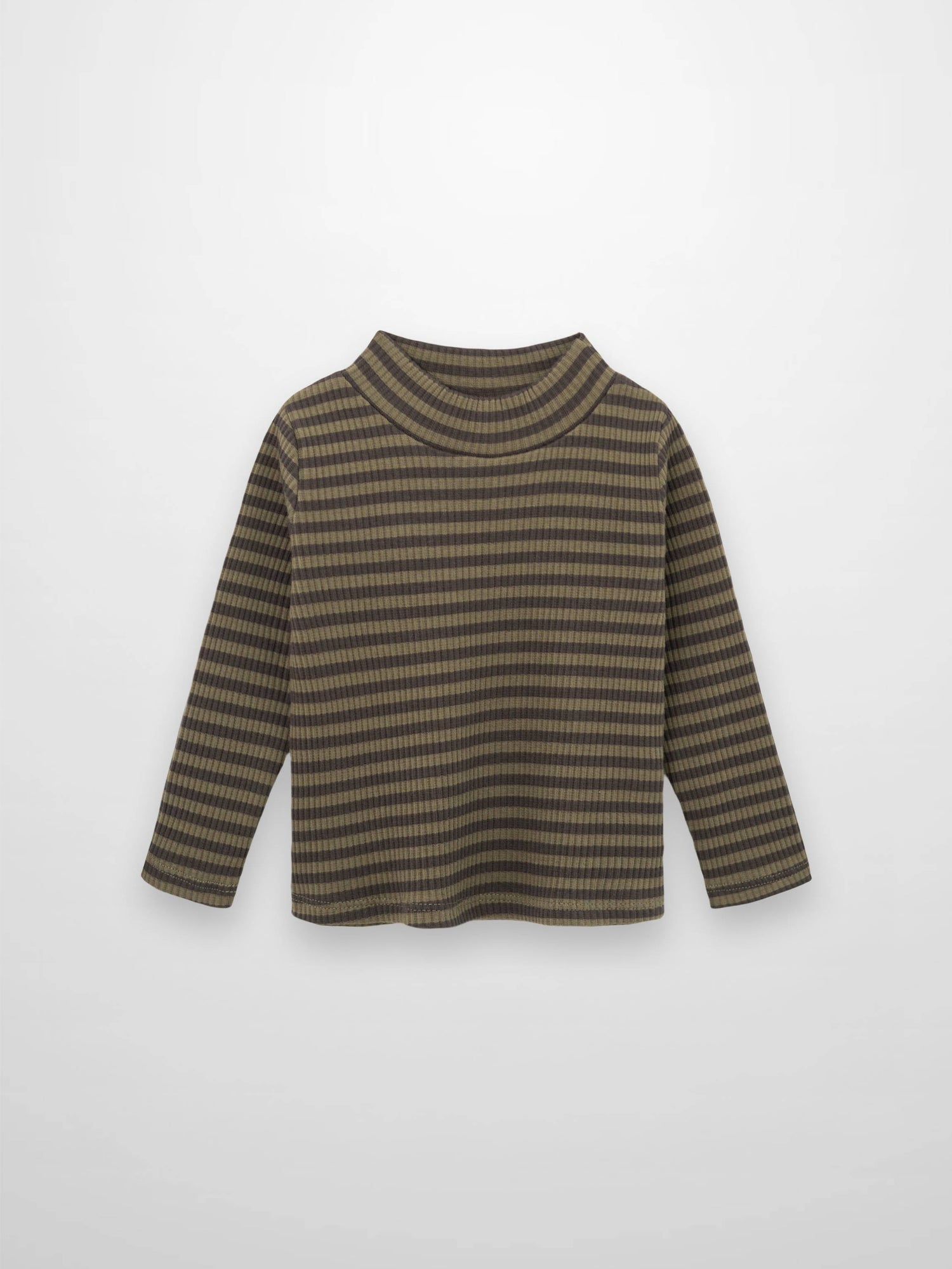 Striped Mock Neck T-Shirt - Green