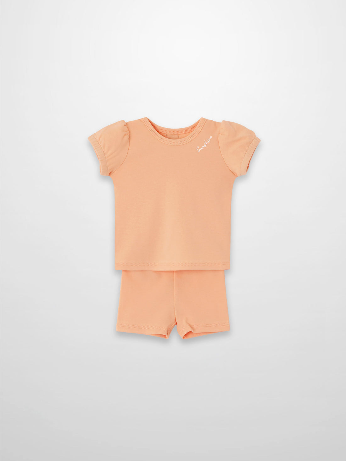 Short Puff Sleeve T-shirt &amp; Shorts Set - Peach