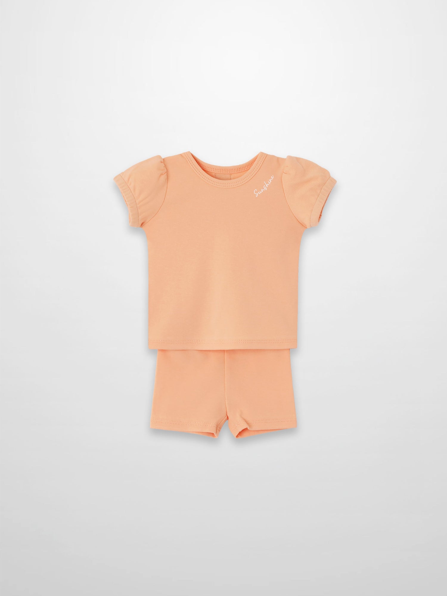 Short Puff Sleeve T-shirt &amp; Shorts Set - Peach