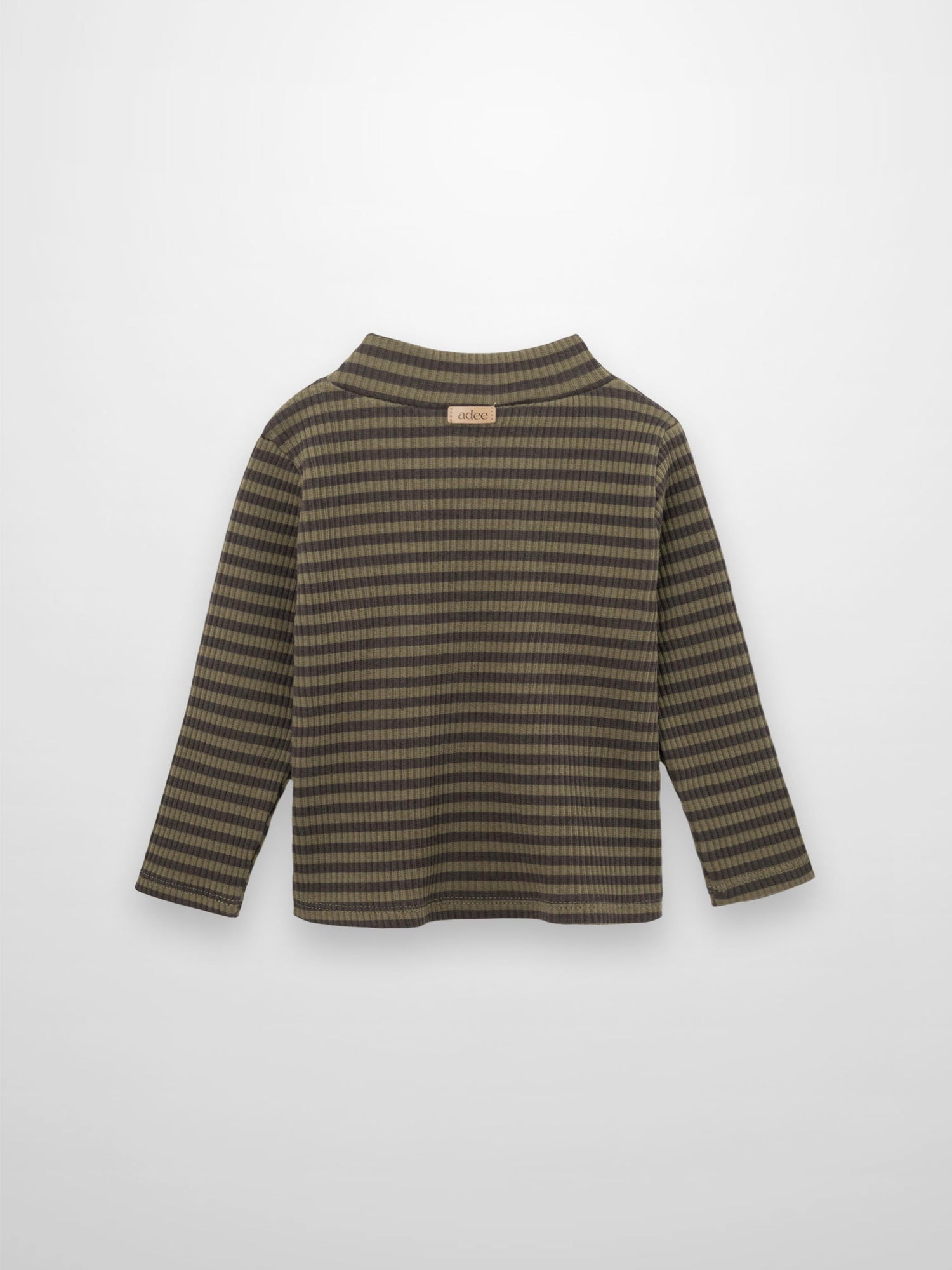 Striped Mock Neck T-Shirt - Green