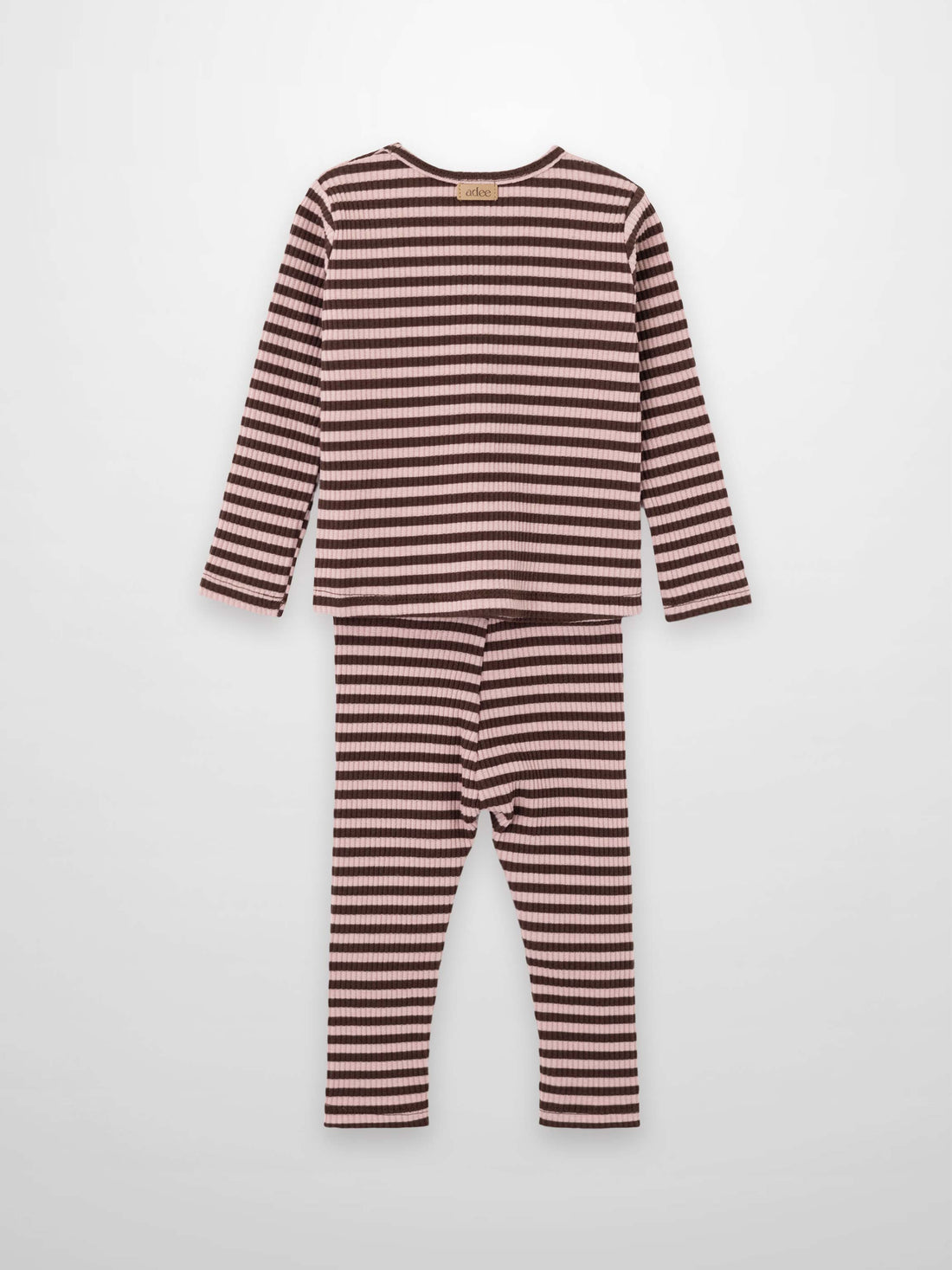 Striped Leggings Set - Brown &amp; Pink