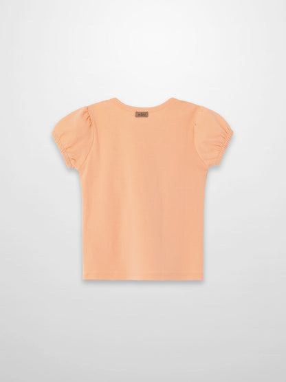 Short Puff Sleeve T-shirt - Peach