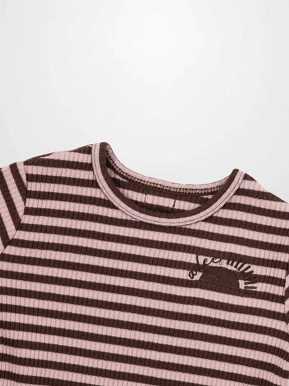 Striped Leggings Set - Brown &amp; Pink