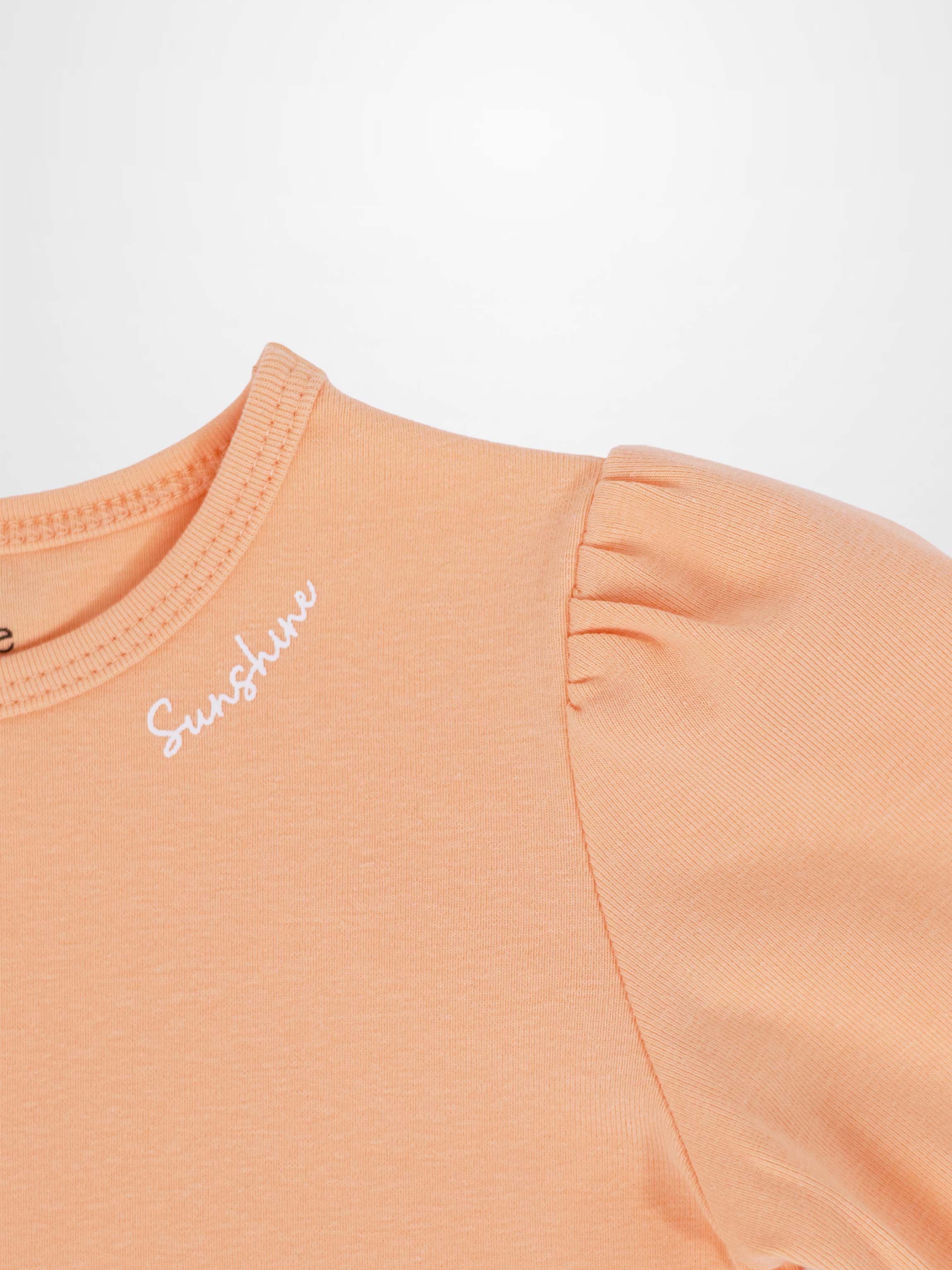 Short Puff Sleeve T-shirt - Peach