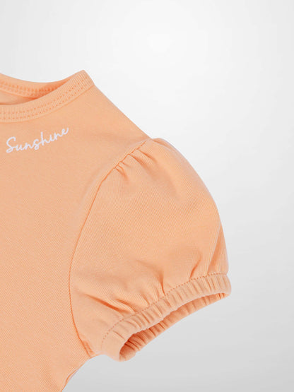 Short Puff Sleeve T-shirt - Peach