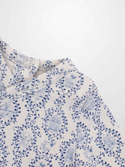 Blue Charm Stretchy Boys Stretchies with a dark blue vine pattern by Adee