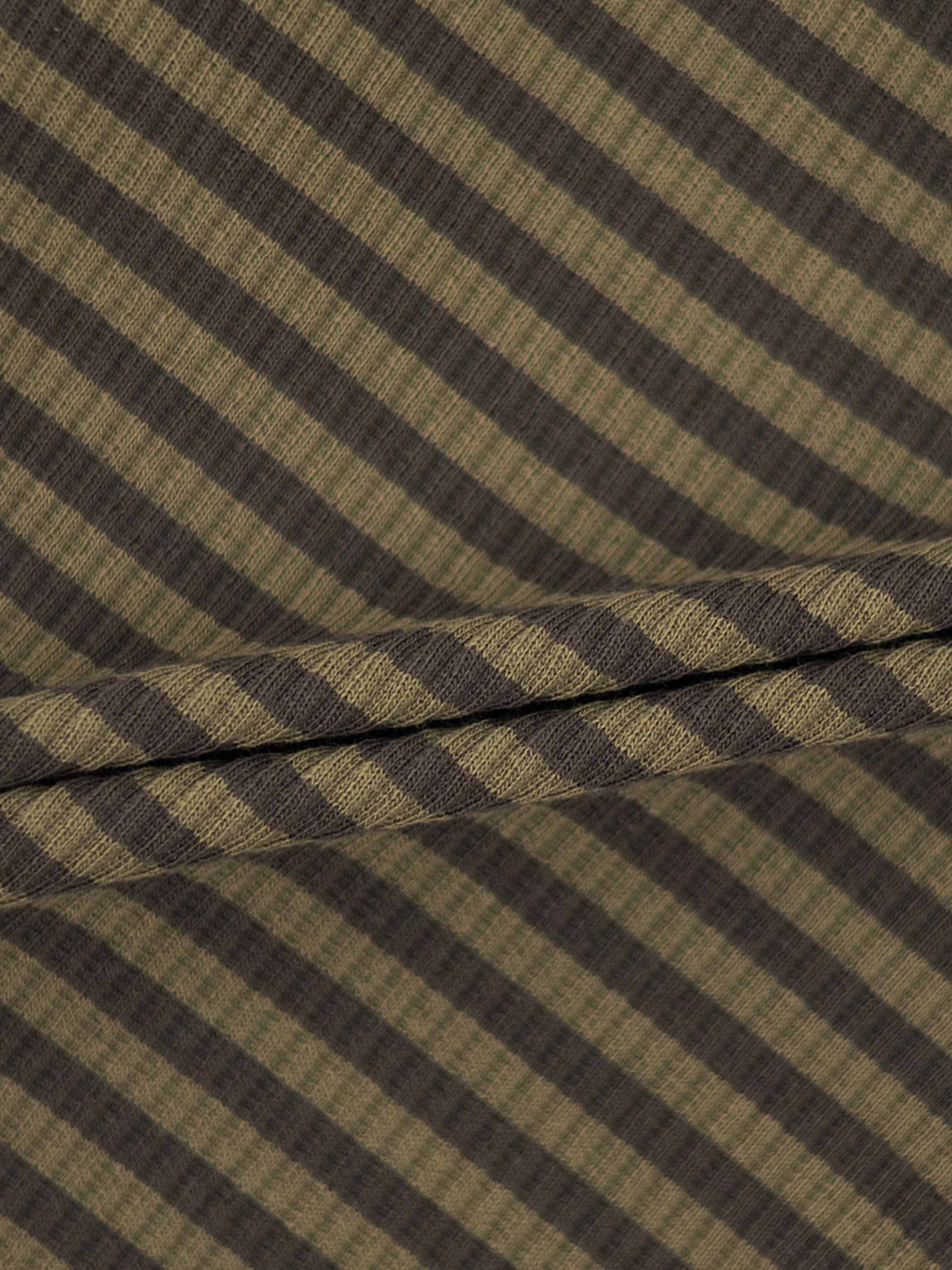 Striped Mock Neck T-Shirt - Green