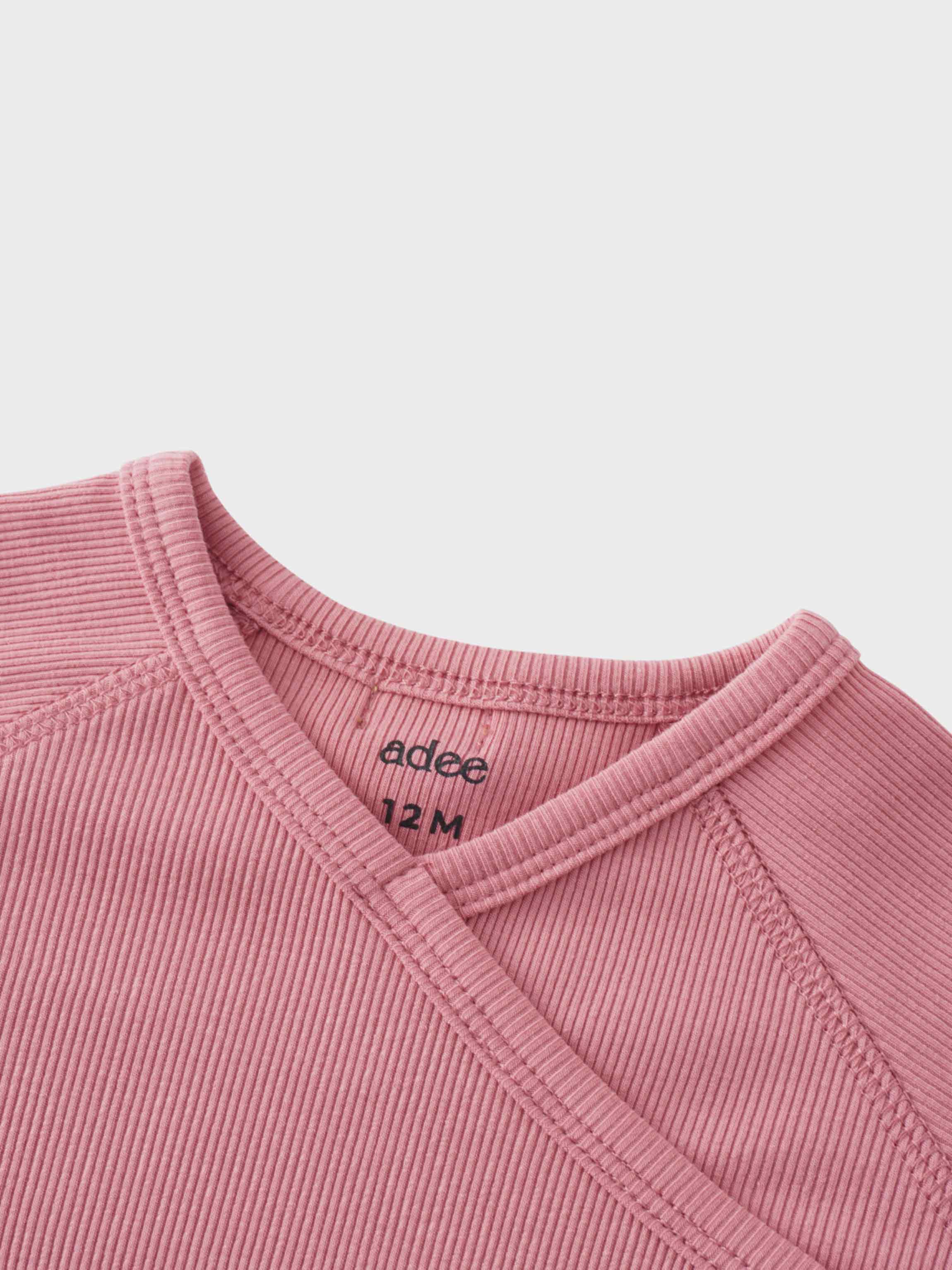 Crossover Thin Ribbed Pajama - Pink