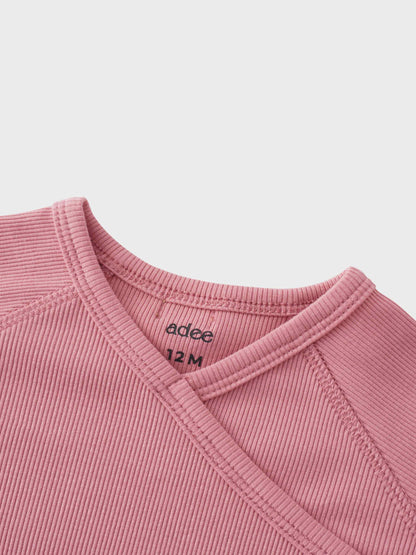 Crossover Thin Ribbed Pajama - Pink