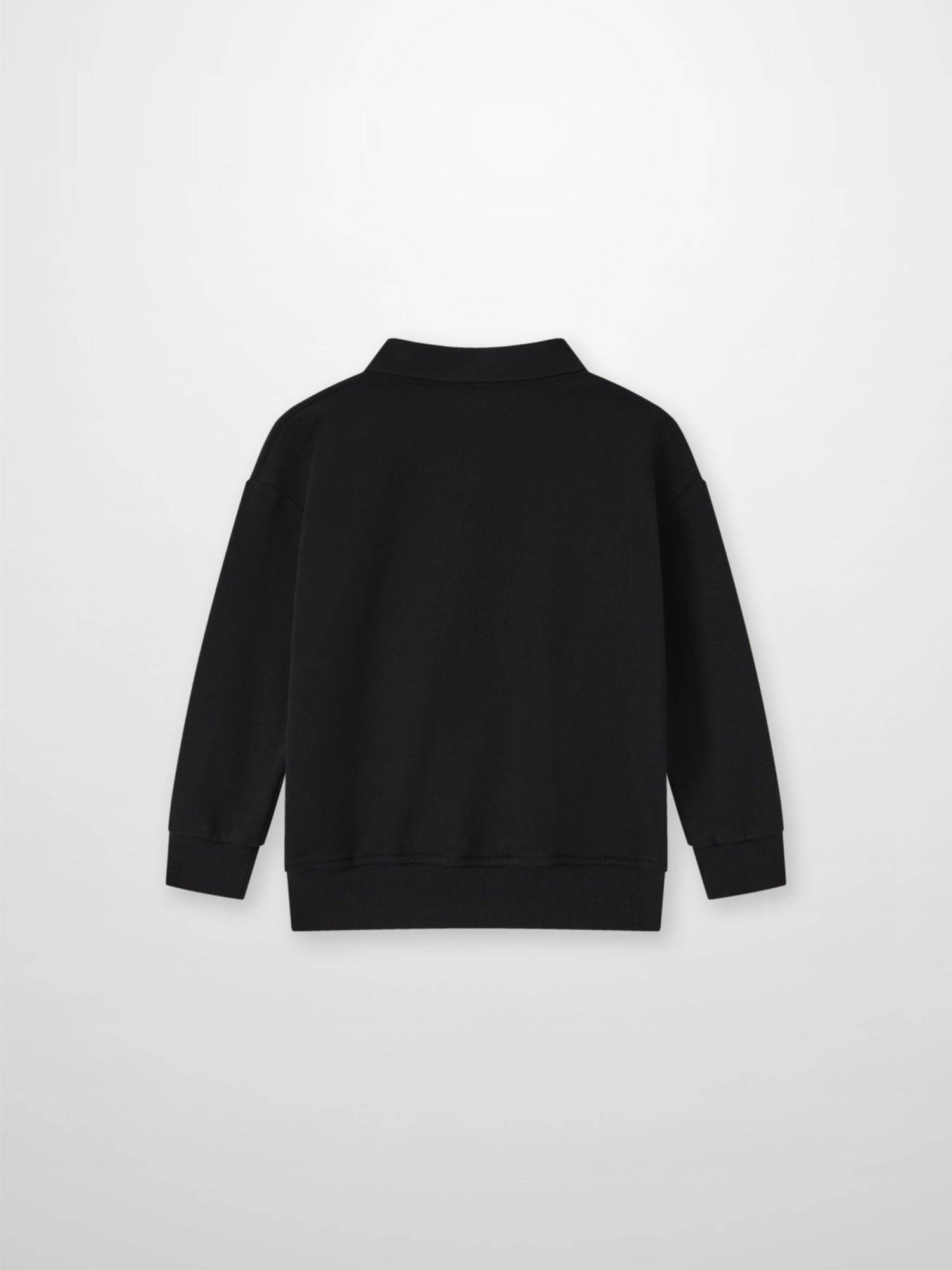 Collared sweatshirt - black by Adee; unisex top with ribbed cuffs and hem