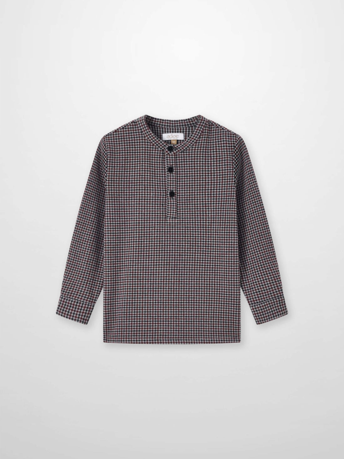 Adee Gingham Shirt Grey check pattern, boys dressy top